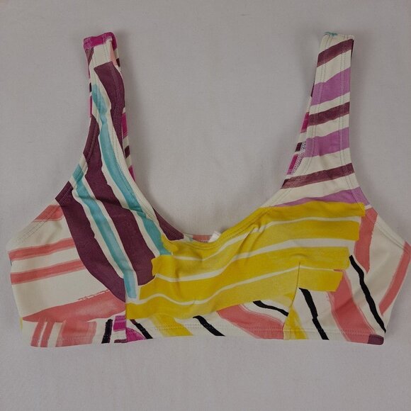 Cupshe Size Med Striped Bikini Pull On Style Cropped Top White Yellow Purple NWT - Picture 4 of 16
